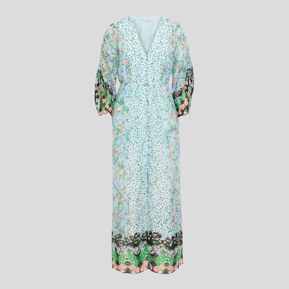 🆕 👗 Alice+Olivia Arlinda Button-Front Kimono Maxi Dress Size: 4 | Color: Multi